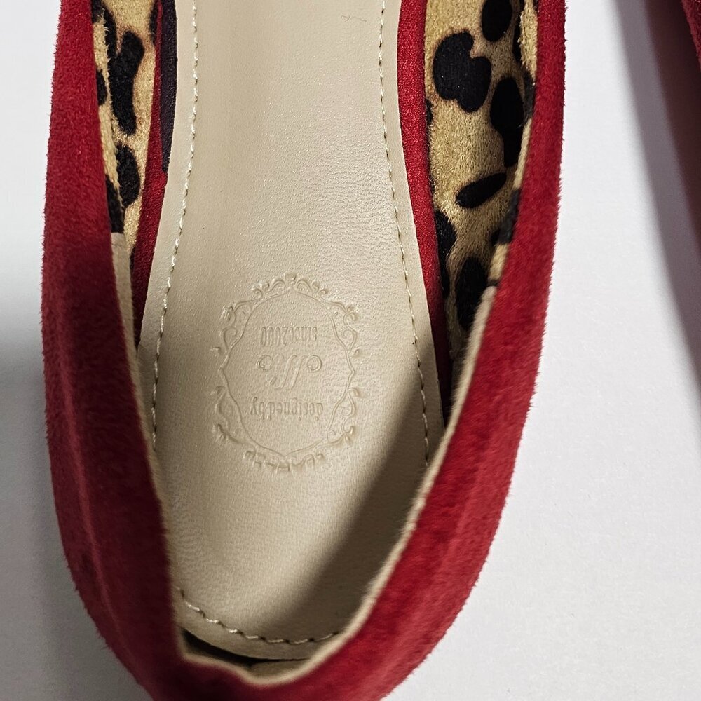 Ollio Red Faux Suede Slip On Flats - Picture 5 of 6